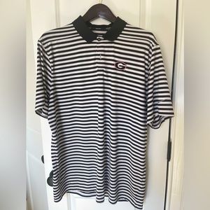 Mens Black and White Stripe UGA Nike Dri Fit Polo Shirt Size XL.